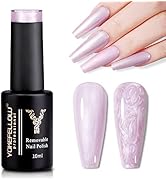 YOKE FELLOW Pearl Gel Nail Polish, Purple Shimmer Mermaid Drawing Nail Gel Soak Off UV Pearl Gel ...