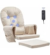 Paddie Beige Massage Glider Rocker Replacement Cushions with Storage Velvet Washable Non Slip for...