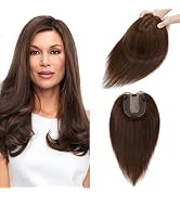 S-noilite Hair Toppers for Women Real Human Hair Topper No Bangs #4 Medium Brown 10 Inch clip in ...