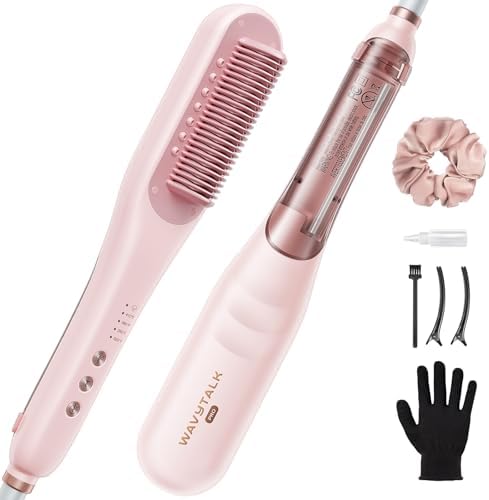 Wavytalk Pro Steam Hair Straightener Brush, Steamline Pro 3 in 1 Straightening Brush, Steam Reduces Damage, Nourishes Hair, and Expedites Straightening