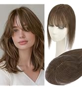 Rich Choices Real Human Hair Toppers for Women 3D Cover Clip in Bangs 100% Remy Human Clip in Sil...