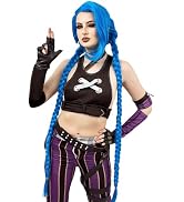 ALLAURA Blue Braided Cosplay Wig for Women Anime Jinx Cosplay Wig Halloween Anime Party Heat Resi...