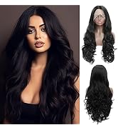 BESTUNG Long Lilac Purple Synthetic Lace Front Heat Resistant Body Wave Lace Wig Pre Plucked Lave...