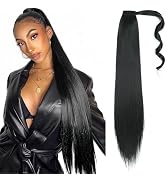 Straight Ponytail Extension Long Drawstring Pony Tail Hair Clip in Ponytail Extension 26 Inch Nat...