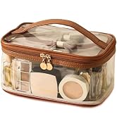 Large Clear Makeup Bag Big Travel Cosmetic Bag On-the-go Toiletry Bag with Handle Transparent Toi...