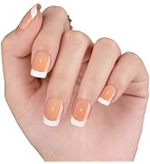 Frinail Press on Fake Nails French White Tip Glue on Nails Short Square Manicure False Nails Pres...