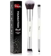 START MAKERS 2-in-1 Makeup Brushes Dual-ended Contouring Foundation Brush 2 Pack Concealer Brush ...