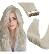 Hetto Tape in Hair Extensions Human Hair Blonde Tape in Extensions Platinum Blonde Tape ins Exten...