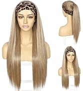 SAPPHIREWIGS Straight Headband Wigs for Women Long Straight Highlight Natural Blonde Synthetic Wi...