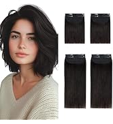 SEGOHAIR 4 Pcs Clip in Short Hair Extensions Hair Toppers for Women Real Human Hair for Women Wit...