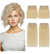 SEGOHAIR 4 Pcs Clip in Short Hair Extensions Hair Toppers for Women Real Human Hair for Women Wit...