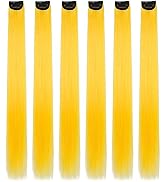 Yellow Hair Extensions,HJPJHTM Colored Hair Extensions,6pcs Party Highlights Clip in Hair Extensi...
