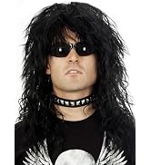 ALLAURA 80s Wig Rocker Wig Black Wig Men Mullet Rockstar Wigs Men Costume Heavy Metal Big Hair Ba...