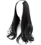 24” Synthetic U Part Hair Extensions Curly Wave Full Head Long Clip in on Hair Pieces for Women N...