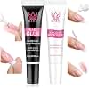 QIEK No-Lamp Nail Glue & Remover Set for Press Ons, 10ml Quick Dry 28 Days Super Strong Hold Glue on Nails, 10g Gentle Easy Removal with Tools Set for Beginner DIY Home, Not for Gel Polish Base Coat