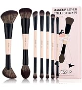 Jessup Makeup Brushes Set 7pcs Double Sided Makeup Brushes for Foundation Concealer Blush Eyeshad...
