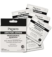 Pronto Acetone Nail Polish Remover Pads, 10 Pcs. Individually Wrapped Acetone Wipes, Pure Acetone...