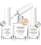 MIZHSE Base and Top Coat Nail Polish Set, 3 Pcs Quick Dry Base Coat Matte Top Coat Non Gel, Air D...