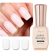 SHOYUM Milky White Gel Nail Polish, 15ml Natural Translucent Jelly Nude Color Soak Off UV Light C...
