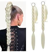 S-noilite 2PCS Long Braided Ponytail Extension with Hair Tie DIY Braid Blonde Hair Braids Wrap Ar...