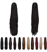 Dark Brown Clip in Ponytail,Clip Claw Ponytails Extension Straight 22