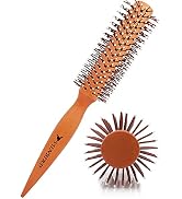 Round Styling Hair Brush Orange Handle Professional Vent Brush for Blow Drying Used for blow dryi...
