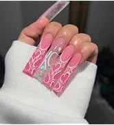 Press On Nails French Tip Fake Nails, Full Cover Gel Reusable Acrylic Nails, Reusable Nail Kit wi...