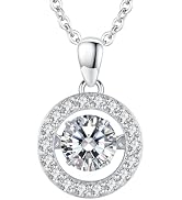 LAVUMO 1CT VVS1 Dancing Moissanite Necklace 925 Sterling Silver Brilliant Jewelry Gifts for Girlf...