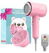 Feekaa Kids Hair Dryer, Portable Mini Blow Dryer with Diffuser, Quiet Small Hair Dryer for Childr...