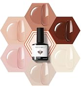 Modelones Nude Gel Nail Polish Set -6 Colors Neutral Milky White Pink Brown Gel Polish Kit Skin T...