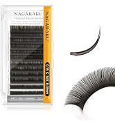 NAGARAKU Double Tips Flat Ellipse Eyelash Extensions Supplies 0.15 C curl 8-15mm Mix Natural Char...