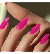 Summer Hot Pink Almond Shaped Nails,Press-on Nails KXAMELIE Glue on Nails Almond for Women,Acryli...
