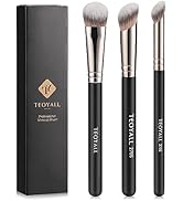 TEOYALL Contour Conceal Brush Set, 3PCS Angled Synthetic Under Eye Concealer Brush for Blending S...