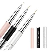 Makartt Nail Art Brushes: 7/9/11mm Thin Liner Brush Set with Shiny Diamond Handle & Caps, 3Pcs Ge...
