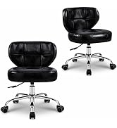 Paddie Pedicure Stools for Nail Tech Set of 2, Hydraulic Salon Spa Stool Back Support Short Heigh...