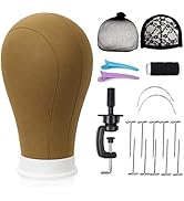Bileaf 22 Inch Canvas Block Head Wig Mannequin Head Display Styling Poly Canvas Wig Head with Sta...