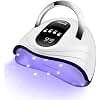 Sunrich UV Gel Nail Lamp 120W LED Nail Light Fast Dryer for Gel Polish Curing with 4 Timers Portable Handle Large Space Automatic Sensor (White)