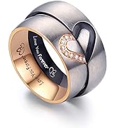 LAVUMO Matching Promise Rings for Couples Love You Forever Wedding Bands Sets for Him and Her Hal...
