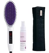 InStyler Straight Up Ceramic Straightening Brush - Detangling Hair Brush Straightener Bundled wit...