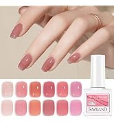 Saviland Jelly Gel Nail Polish Set - 6 Colors 10ML Transparent Jelly Sheer Pink Series Gel Nail P...