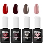 Eternal Gel Nail Polish Kit – 4 Colors Complete Soak Off UV or LED Light Lamp Gel Starter Set for...