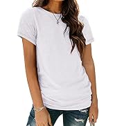 AUTOMET Womens Short Sleeve Round Neck Shirts Summer Fashion Basic Tee
