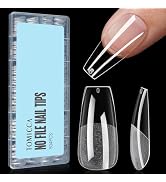 TOMICCA Medium Coffin Nail Tips, 504Pcs Half Matte Soft Gel Nail Tips, 12 Sizes Acrylic Pre-Shape...