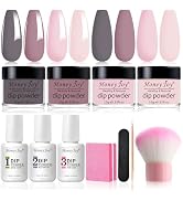 Honey Joy Dip Powder Nail Kit Starter,4 Colors Gentle Nude Brown Grey Pink Neutral Skin Dipping P...