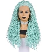 Wiginway Long Curly Lace Front Wig for Women, 13X3 Synthetic Transparent Lace Frontal Wigs for Pa...