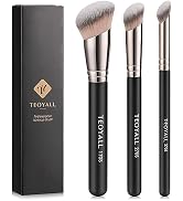 TEOYALL Foundation Contour Conceal Brush Set, 3PCS Angled Synthetic Kabuki Brush for Blending Set...
