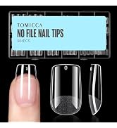 TOMICCA Short Square Nail Tips, 12 Sizes Soft Gel Nail Tips, 504Pcs Press on Nail Acrylic False N...