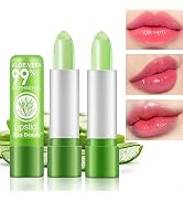 2 Pcs Aloe Vera Color Changing Lipstick,Long Lasting Lip Care Nutritious Plumper Lip Balm Moistur...