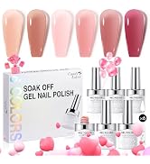 Candy Lover Jelly Gel Nail Polish, 6 Colors Gel Polish Set, Milky Red Pink Jelly Gel Polish, Tran...