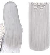 White Hair Extension, HSPJHTM Clip in Hair Extensions for Women 5 Pieces 22